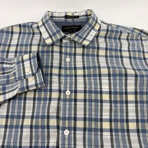 Banana Republic Mens Blue Plaid Button Down Shirt Standard Fit 100% Cotton M